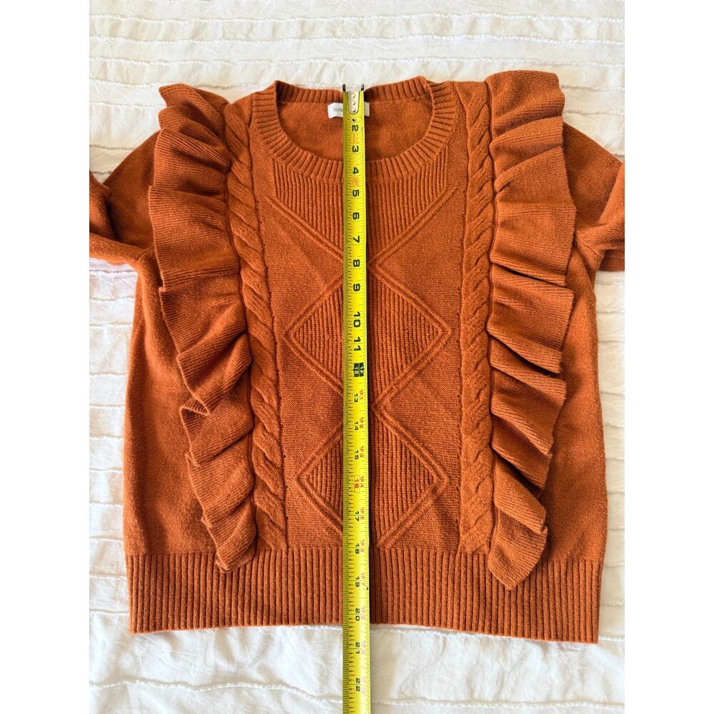 Sugar + Lips Rust Ruffle Knit Sweater M - Picture 5 of 8